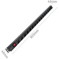 Listwa zasilająca Rack 19" PDU Qoltec 54605 - 1U, 16A, 6xSCHUKO, 1,8m