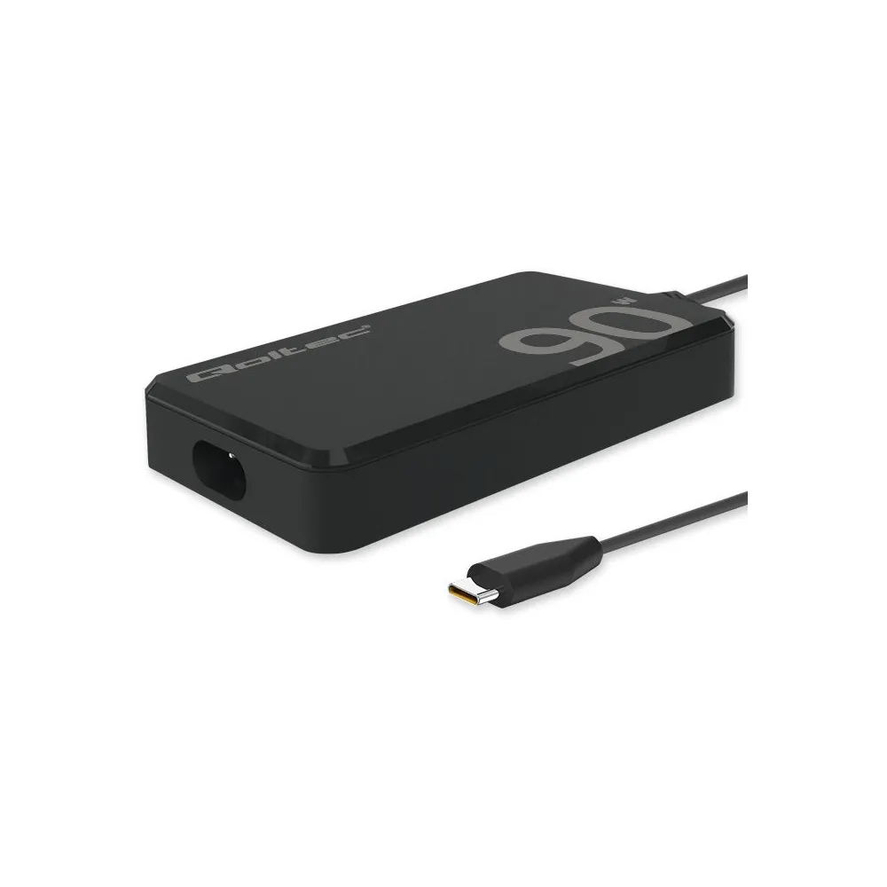 Ładowarka sieciowa Qoltec 65W GaN Super Fast Slim PD 52422 - 5-20V/ 4.5A/ USB-C 3.1/ Czarna