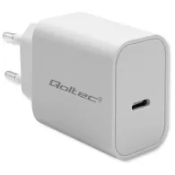 Ładowarka sieciowa Qoltec Super Quick PD USB-C 52375 - 1x USB-C, 20W, 5-12V, 1.67-3A, Biała