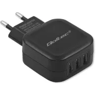Ładowarka sieciowa Qoltec USB 50191 - 17W, 5V, 3.4A, 3x USB-A, Czarna