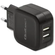 Ładowarka sieciowa Qoltec 50185 - 12W, 5V, 2.4A, 2x USB-A, Czarna