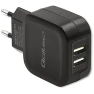 Ładowarka sieciowa Qoltec 50185 - 12W, 5V, 2.4A, 2x USB-A, Czarna