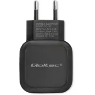 Ładowarka sieciowa Qoltec 50185 - 12W, 5V, 2.4A, 2x USB-A, Czarna