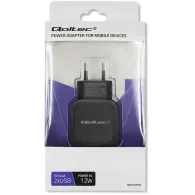 Ładowarka sieciowa Qoltec 50185 - 12W, 5V, 2.4A, 2x USB-A, Czarna