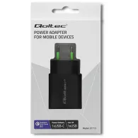 Ładowarka sieciowa Qoltec USB 51713 - 18W, 5-12V, 1.5-3A, USB-C PD, USB-A QC 3.0, Czarna