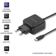Ładowarka sieciowa Qoltec USB-C 50197 - 12W, 5V, 2,4A, USB-C, Czarna