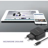 Ładowarka sieciowa Qoltec USB-C 50197 - 12W, 5V, 2,4A, USB-C, Czarna