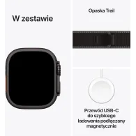 Smartwatch Apple Watch Ultra 3 MF1H4QP/A - 49 mm GPS + Cellular czarny tytan z opaską Trail w kolorze czarnym, rozm. M/L