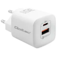 Ładowarka sieciowa 35W GaN ULTRA 50763 - 5-20V, 2.25-3A, 1x USB-C PD, 1x USB-A QC 3.0, Biała