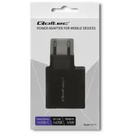 Ładowarka sieciowa Qoltec 42W 51717 - 5-20V, 2.25-3A, USB-C PD, USB-A, Czarna