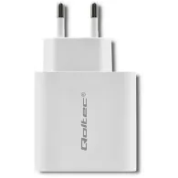 Ładowarka sieciowa Qoltec 42W 51718 - 5-20V, 2.4-3A, USB-C PD, USB-A, Biała