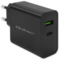Ładowarka sieciowa Qoltec Super Quick PD 52378 - 45W, 1x USB-C, 1x USB-A, 5-20V, 2.25-3A, Czarna