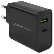 Ładowarka sieciowa Qoltec Super Quick PD 52378 - 45W, 1x USB-C, 1x USB-A, 5-20V, 2.25-3A, Czarna