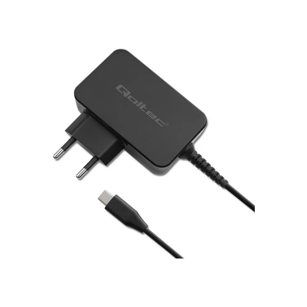 Ładowarka sieciowa Qoltec GaN POWER PRO 52385 - 45W, 1x USB-C, 5-20V, 2.25-3A, Czarna