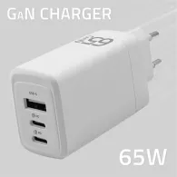 Ładowarka sieciowa Qoltec 65W GaN 51822 - 5-20V, 3-3.35A, 2x USB-C PD, 1x USB-A QC 3.0, Biała
