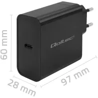 Ładowarka sieciowa Qoltec Super Quick PD 52379 - 1x USB-C, 65W, 5-20V, 3-3.25A, Czarna