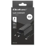 Ładowarka sieciowa Qoltec 90W GaN Super Fast 52420 - 5-20V, 3-4.5A, USB-C 3.1, Czarna