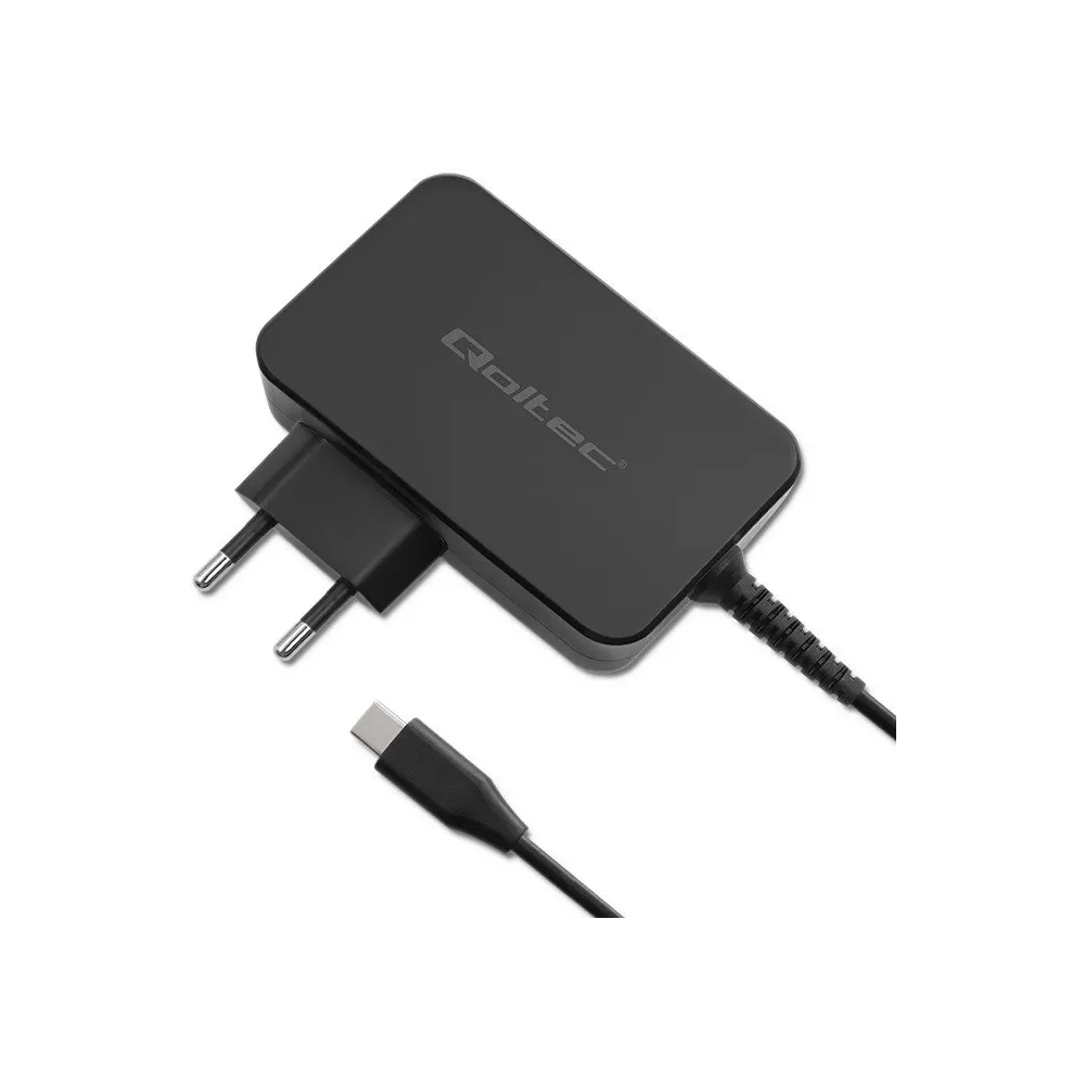 Ładowarka sieciowa Qoltec GaN POWER PRO 52387 - 1x USB-C, 90W, 5-20V, 3-4.5A, Czarna