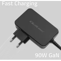 Ładowarka sieciowa Qoltec GaN POWER PRO 52387 - 1x USB-C, 90W, 5-20V, 3-4.5A, Czarna