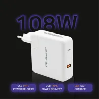 Ładowarka sieciowa Qoltec GaN FAST 108W 51710 - 5-20V, 3-4.7A, USB-C, Biała