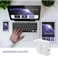 Ładowarka sieciowa Qoltec GaN FAST 108W 51710 - 5-20V, 3-4.7A, USB-C, Biała