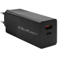 Ładowarka sieciowa Qoltec GaN POWER PRO 52382 - 1x USB-C, 1x USB-A, 100W, 5-20V, 1.5-5A, PD, Czarna