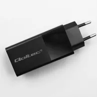 Ładowarka sieciowa Qoltec GaN POWER PRO 52382 - 1x USB-C, 1x USB-A, 100W, 5-20V, 1.5-5A, PD, Czarna