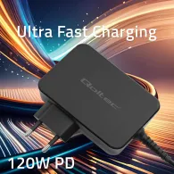 Szybka Ładowarka Qoltec PD 120W Turbo 52389 - 5-28V, 3-4.5A, USB-C, Czarna