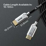 Kabel optyczny Unitek Fiber Optic HDMI 2.0 C11092ASL01-10M, 10 m, 4K, Czarny, Srebrny | Sklep ITnes.pl, IT for BUSINESS