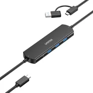Przełącznik KVM Unitek USB 10Gbps KVM Hub U1344ABK01 - 2 urządzenia, 3x USB-A, Czarny
