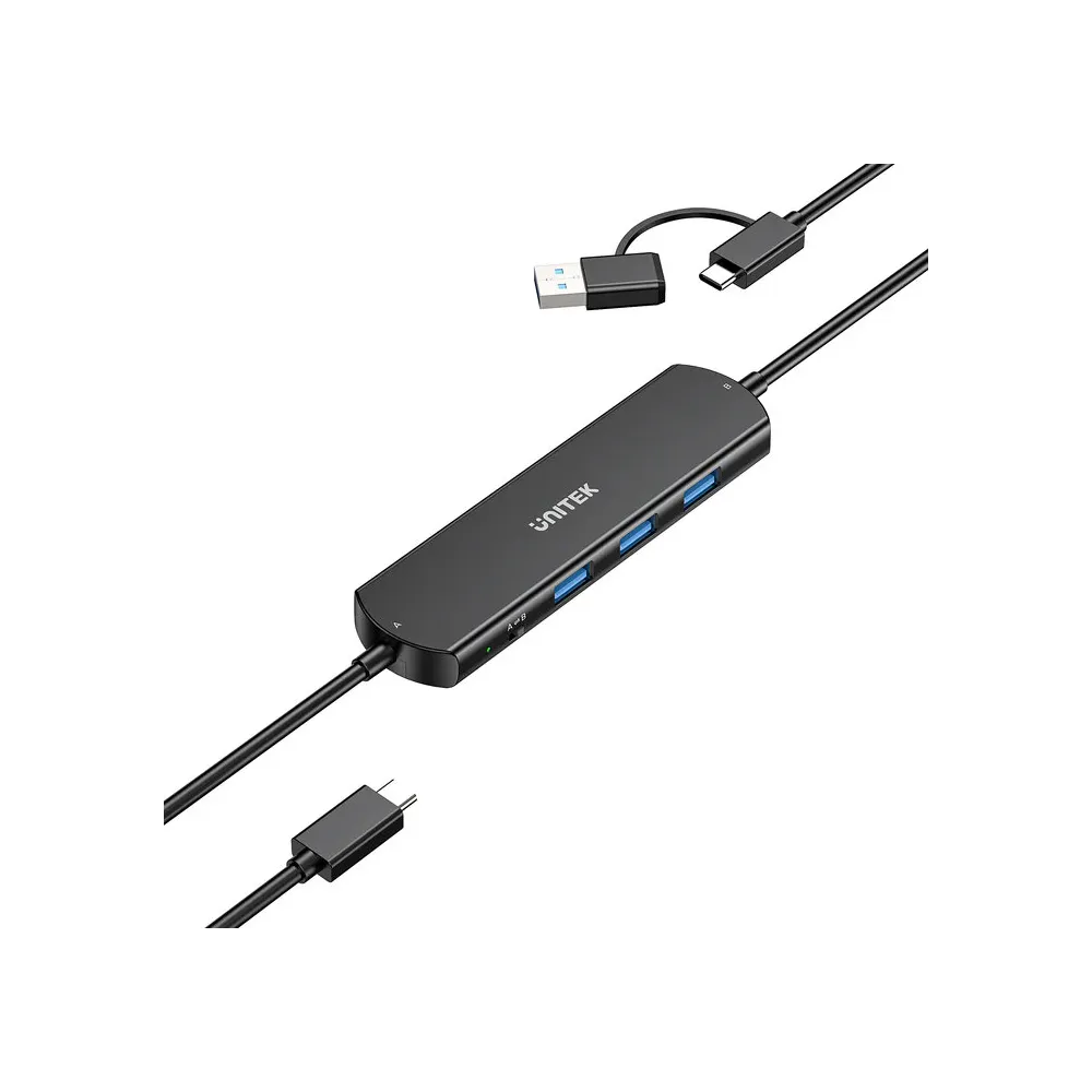 Przełącznik KVM Unitek USB 10Gbps KVM Hub U1344ABK01 - 2 urządzenia, 3x USB-A, Czarny