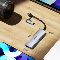 Hub USB Unitek uHUB P5+ 5-in-1 H1320AGY01 - 3x USB-A 3.2 Gen 1, Czytnik kart SD i microSD, Szary