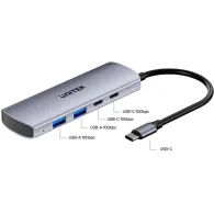 Hub USB Unitek uHUB Q4 4-in-1 USB-C H1112DGY01 - 2x USB-C 3.2 Gen 2, 2x USB-A, Szary
