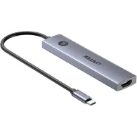 Hub USB Unitek USB-C 7w1 H1124AGY01 - 4K 60Hz, PD 100W, włącznik HDMI, Szary