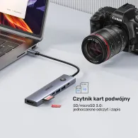 Hub USB Unitek USB-C 7w1 H1124AGY01 - 4K 60Hz, PD 100W, włącznik HDMI, Szary