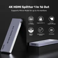 Rozgałęźnik sygnału Unitek 4K HDMI Splitter 1 in 16 Out V1137AGY01-EU, Szary | Sklep ITnes.pl, IT for BUSINESS