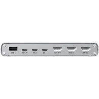 Przełącznik KVM Unitek USB-C 10Gbps HDMI Split-Screen KVM Switch D1118AGY01-EU - 5x USB-A, Szary