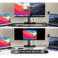 Przełącznik KVM Unitek USB-C 10Gbps HDMI Split-Screen KVM Switch D1118AGY01-EU - 5x USB-A, Szary