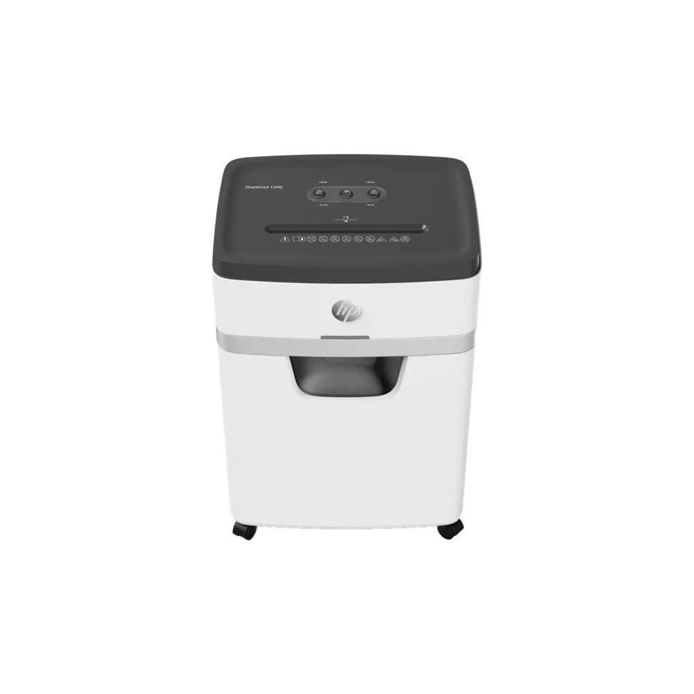 Niszczarka HP OneShred 12CC 581831 - 12 kartek, P-5, 25 l, Czarna|Biała