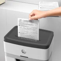 Niszczarka HP OneShred 12CC 581831 - 12 kartek, P-5, 25 l, Czarna|Biała