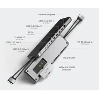 Stacja dokująca Satechi Dual Dock Stand ST-DDSM - NVMe SSD, 1xUSB-C PD, 2xUSB-C, 1xUSB-A, 2xHDMI, 1xDP, 1xLAN
