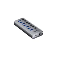 Hub Unitek 7-in-1 Individual Switches Hub H1314A01-EU - USB-C, 7x USB-A, Szary