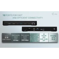Stacja dokująca i-tec Thunderbolt4 Triple Display Docking Station TB4TRIPLEDOCKPD - Power Delivery 96W, Czarna