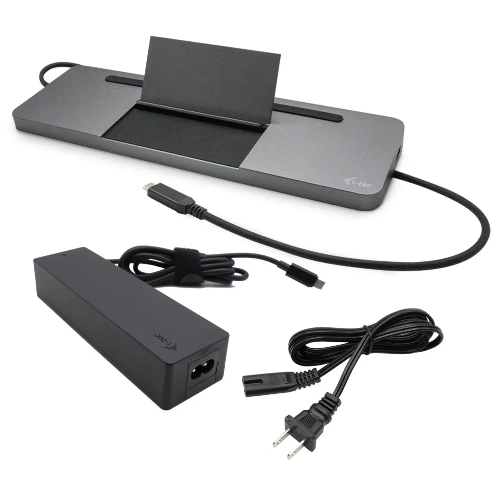 Stacja dokująca i-tec USB-C Metal Ergonomic 4K 3x Display Docking Station C31FLATPRO100 - PD 85 W, Zasilacz 100 W, Czarna