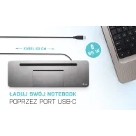 Stacja dokująca i-tec USB-C Metal Ergonomic 4K 3x Display Docking Station C31FLATPRO100 - PD 85 W, Zasilacz 100 W, Czarna