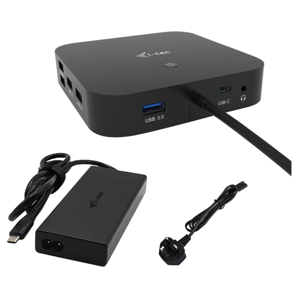Stacja dokująca i-tec USB-C HDMI DP Docking Station C31DUALHDMIDPD100 - PD 100 W, Zasilacz 100 W, Czarna