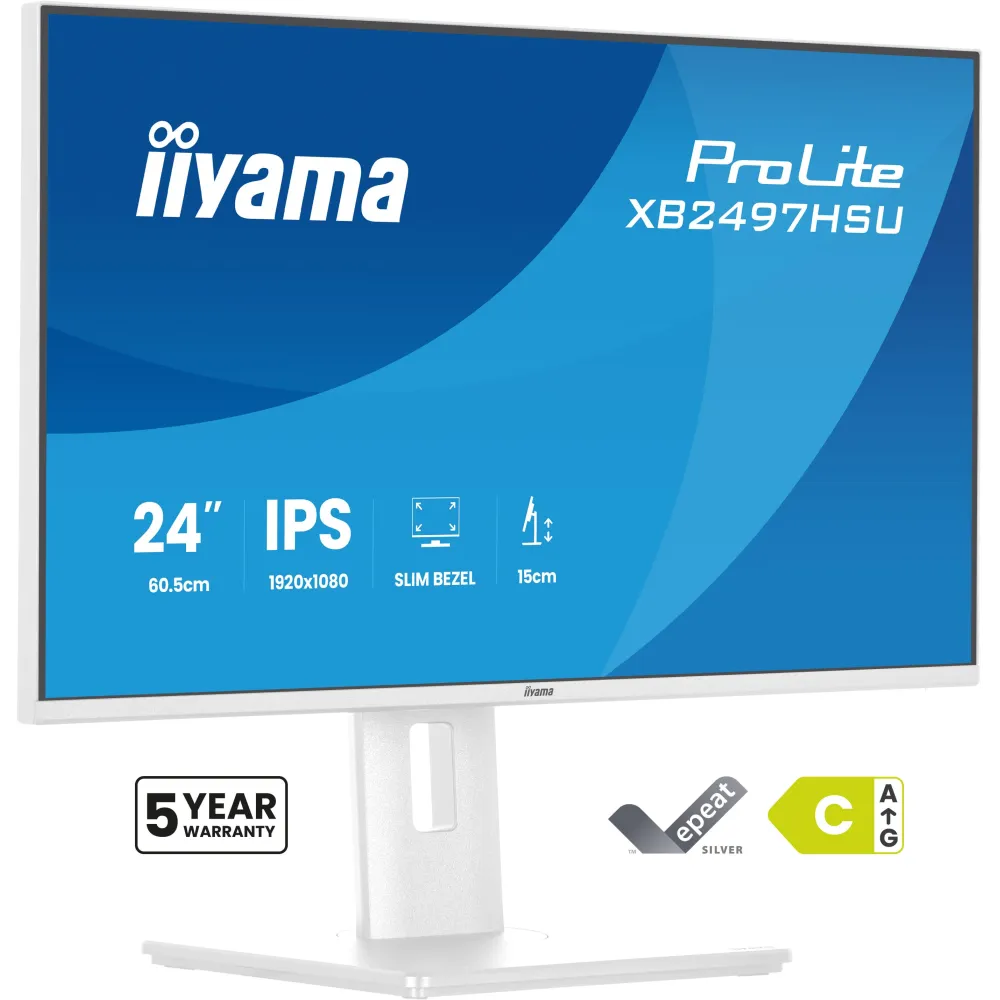 Monitor iiyama ProLite XB2497HSU-W1 - 23,8"/1920x1080 (Full HD)/120Hz/IPS/4 ms/pivot/Biały