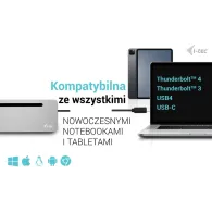 Stacja dokująca i-tec USB-C Metal Ergonomic 3x 4K Display Docking Station C31FLAT2PDPRO100W - PD 100 W, Zasilacz 100 W
