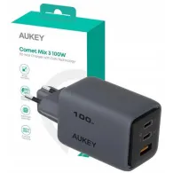 Ładowarka sieciowa AUKEY PA-C5 - 1x USB-A, 2x USB-C, Power Delivery 3.0 5A 100W, Szara
