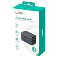 Ładowarka sieciowa AUKEY PA-C5 - 1x USB-A, 2x USB-C, Power Delivery 3.0 5A 100W, Szara